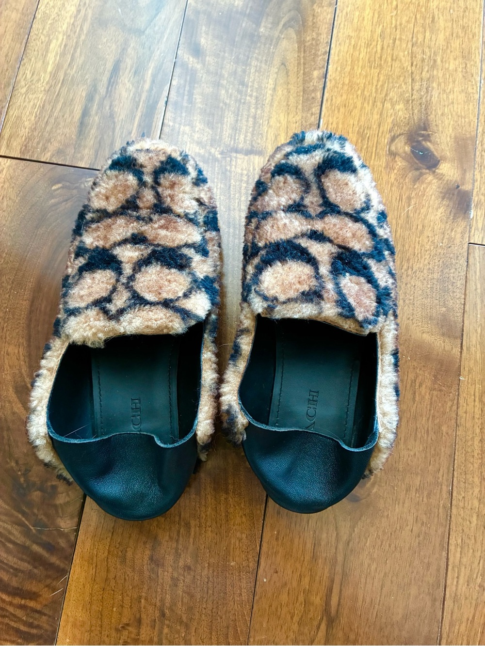 COACH Holly Shearling Monogram Slip-On Loafer Slipper - Picture 5 of 8